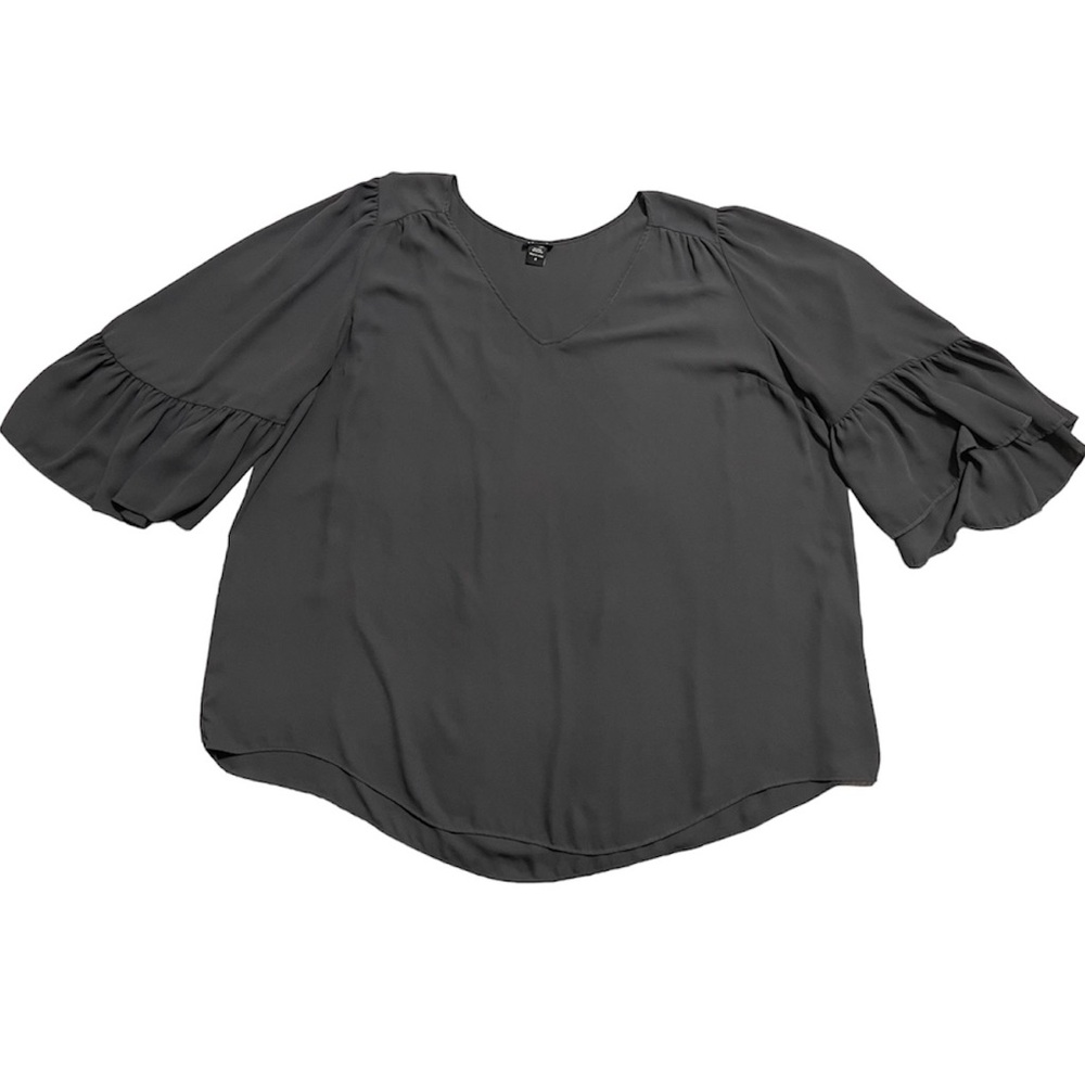 Torrid Georgette Ruffle Bell Sleeve Blouse Black Chiffon Blouse Size 4
